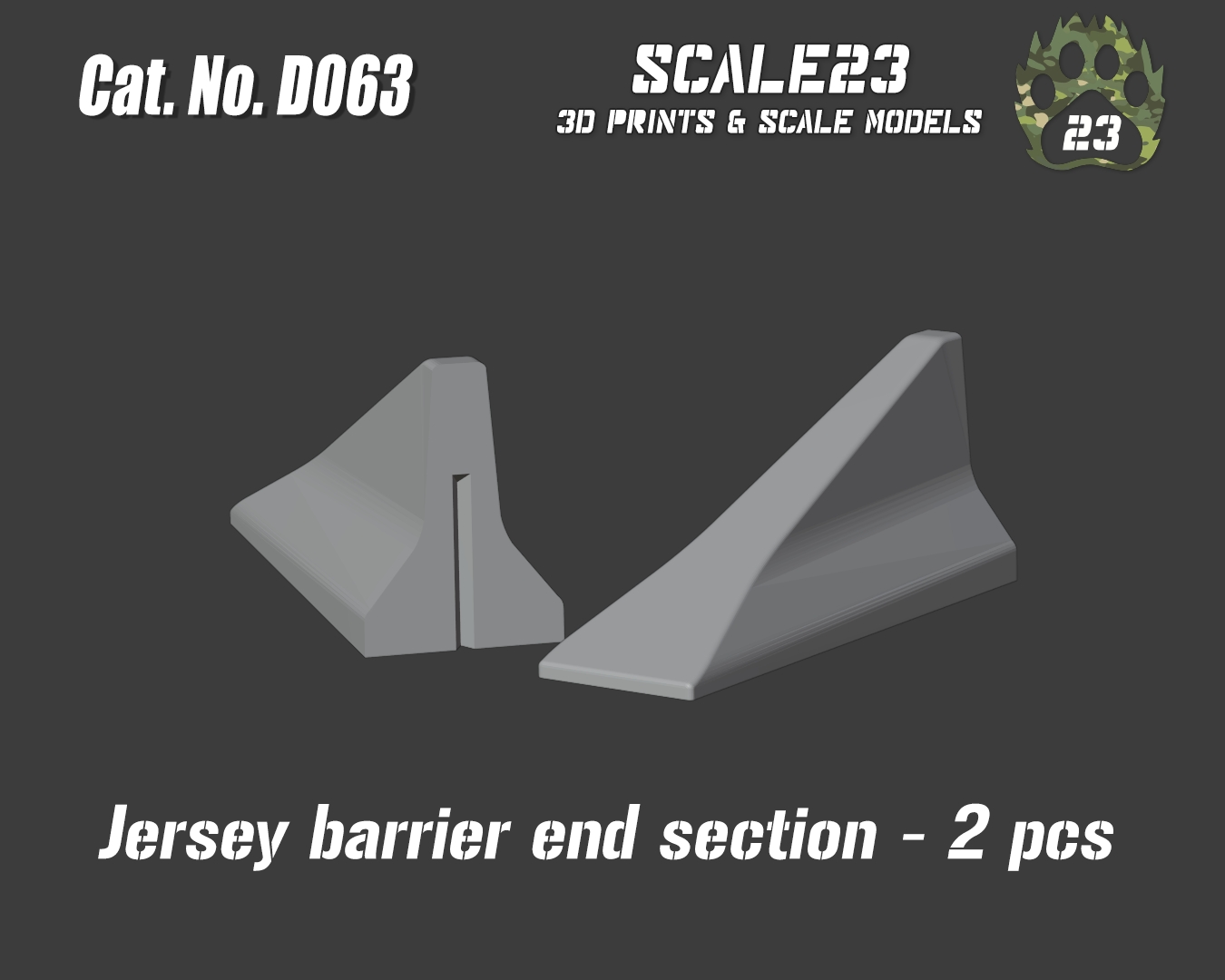 Jersey barrier ending section (2pc)