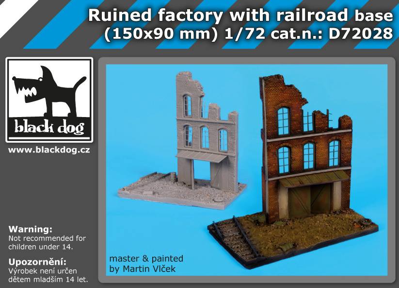 Ruined factory with railroad base (150x90mm)